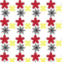 Seamless Red and Yellow Flower Pattern on White Background vector