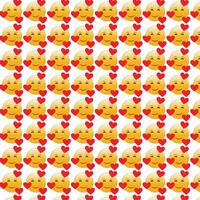 Cartoon Smiley Faces and Heart Pattern with Playful Repeating Design vector
