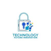 Digital Padlock Tech logo design. Creative and Modern Technology logo design template vector