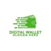 Digital wallet logo design template, Tech Electronic wallet. Fast Pay wallet logo design vector