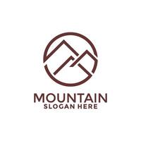 Circle Mountain logo design template. Minimalist mountain design. vector