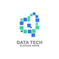 Initial Letter D technology logo design . Digital Tech and Initial letter logo design template vector