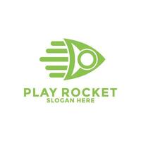 Rocket Play logo design template vector