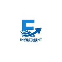 Initial Letter E with Arrow Up logo design . Investment initial identity logo design template. Growth Up logo vector