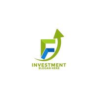 Initial Letter F with Arrow Up logo design . Investment initial identity logo design template. Growth Up logo vector