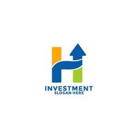 Initial Letter H with Arrow Up logo design . Investment initial identity logo design template. Growth Up logo vector