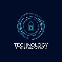 Circle Padlock Tech logo design. Creative and Modern Technology logo design template vector