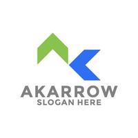 Abstract Initial Letter AK with Arrow technology logo design . Business Finance and Initial letter logo design template vector