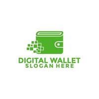 Digital wallet logo design template, Tech Electronic wallet. Pixel money wallet logo design vector