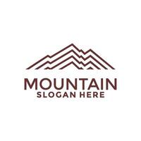 Mountain line art logo design template. Minimalist and modern peak mountain logo design. vector