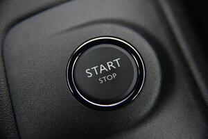 Close up of a car's start stop button Modern automotive technology photo