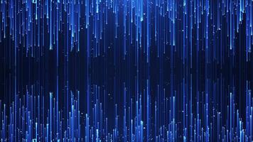 Abstract digital background with glowing neon line particles flying up and down. movement of a stream of luminous bright stripes or rays of particles. Seamless loop abstract background video