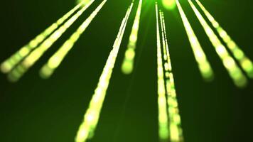 Abstract colorful background with bright neon rays and glowing lines going up. green neon lines or light stripes. Seamless loop animation video