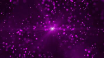 Dark purple abstract background with shiny particles and points of light and dust creating a beautiful bokeh video