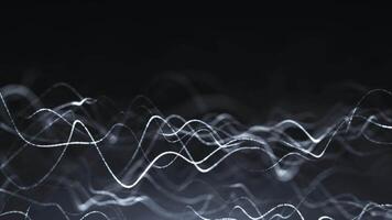 Abstract glowing wave of particles and dots moves on a blue background, big data visualization, futuristic and digital background video