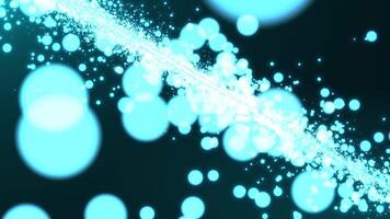 Abstract background of magic particles in blue color, particles glow and move with wave energy, beautiful nebula video