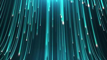 Abstract digital background with glowing neon particles flying down. movement of a stream of glowing bright lines of particles. loop abstract background video