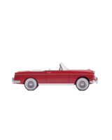 A classic red convertible car shown in profile, emphasizing its sleek design and open top. png