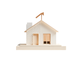 A stylized model of a house with a chimney and a flag on top, representing home design. png