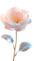 A delicate pink flower with soft petals and green leaves, symbolizing beauty and nature. png