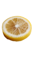 A sliced lemon showcasing its juicy interior and textured rind, ideal for culinary use. png