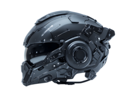A futuristic helmet with advanced design and technology features. png