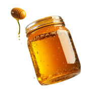 Glass Jar of Honey with Dipper and Drips png