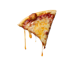 Image of a Pizza Slice with Melted Cheese Dripping png