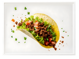 Ground Beef Taco with Lettuce and Tomato in Hard Shell png