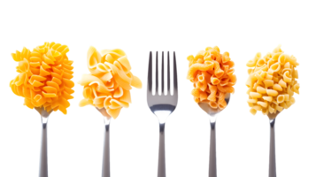 Four Spoons of Pasta with a Fork png