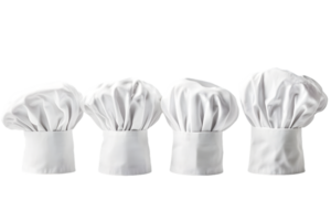 Four White Chef Hats in a Row png