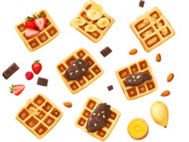 Illustration of Waffles with Assorted Toppings png
