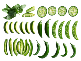 Jalapeno Peppers and Spinach in Sliced and Whole png