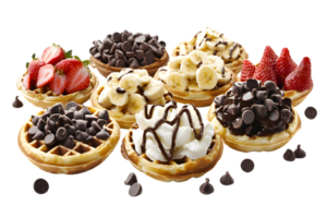 Mini Waffles with Various Toppings png