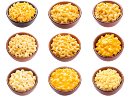 9 Variations of Macaroni and Cheese in Bowls png