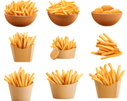 French Fries and Fried Food Items in Various Containers png