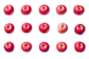 Overhead View of Fifteen Red Apples in a Grid png