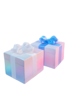 Two beautifully wrapped gift boxes adorned with pastel ribbons resting on a surface creating a festive atmosphere filled with joy and celebration. png