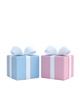 Two elegantly wrapped gift boxes in soft blue and pastel pink adorned with white ribbons symbolizing joy and celebration on special occasions png