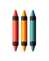 Vibrant trio of crayons in red, orange, and teal arranged to symbolize creativity and artistic expression with bright colors inspiring imagination and art png