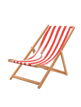 clásico de madera cubierta silla con rojo y blanco a rayas tela diseñado para al aire libre relajación y comodidad en soleado ajustes Perfecto para playa vacaciones o patio interior descansando png