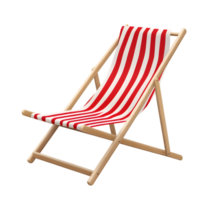 Classic wooden deck chair with red and white striped fabric inviting relaxation on a sunny beach or in a garden setting perfect for summer leisure png