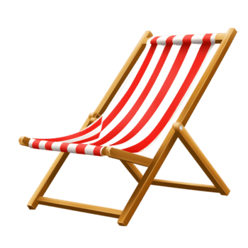 clásico de madera cubierta silla con rojo y blanco a rayas tela, Perfecto para relajante en al aire libre espacios durante calentar verano días. png