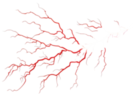 Intricate network of red and white branching shapes symbolizing electricity and energy evoking power and movement png