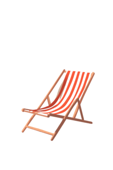 vibrante de madera cubierta silla con vistoso a rayas tela creando un atractivo atmósfera para relajación y ocio durante soleado verano días. png