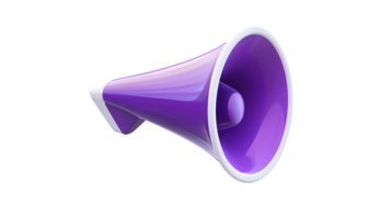 Vibrant purple megaphone designed for amplifying sound and enhancing communication during events and gatherings png