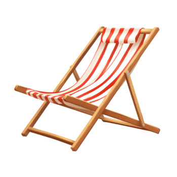 de madera cubierta silla con rojo y blanco a rayas tela posicionado para relajación en un playa o jardín ajuste atractivo sin prisa momentos debajo el Dom png