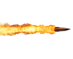High-speed missile launching with a trail of fire and smoke showcasing advanced military technology and explosive power in action. png