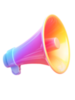 Colorful megaphone with a vibrant gradient transitioning from warm yellow to bright pink showcasing dynamic energy and functionality for effective communication png
