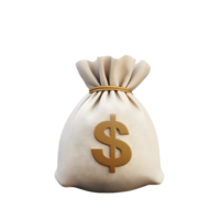 A burlap sack filled with gold coins adorned with a striking dollar sign representing wealth and prosperity in a financial context png